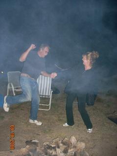 Dance contest around the camp fire